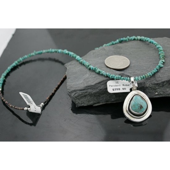 Handmade Certified Authentic Navajo .925 Sterling Silver Natural Turquoise Native American Necklace 370949636317