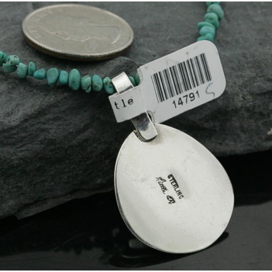 Handmade Certified Authentic Navajo .925 Sterling Silver Natural Turquoise Native American Necklace 370949636317