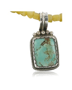 Handmade Certified Authentic Navajo .925 Sterling Silver Natural Turquoise Native American Necklace 370953369048