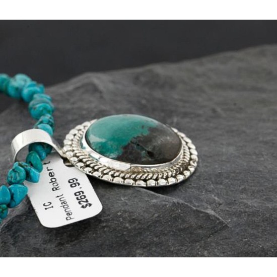 Handmade Certified Authentic Navajo .925 Sterling Silver Natural Turquoise Native American Necklace 370953998639