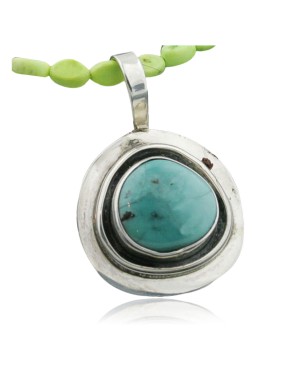 Handmade Certified Authentic Navajo .925 Sterling Silver Natural Turquoise Native American Necklace 370954579394