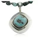Handmade Navajo .925 Sterling Silver Natural Turquoise Native American Necklace 370954619520
