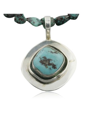 Handmade Certified Authentic Navajo .925 Sterling Silver Natural Turquoise Native American Necklace 370954619520