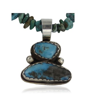 Handmade Certified Authentic Navajo .925 Sterling Silver Natural Turquoise Native American Necklace 370955238829