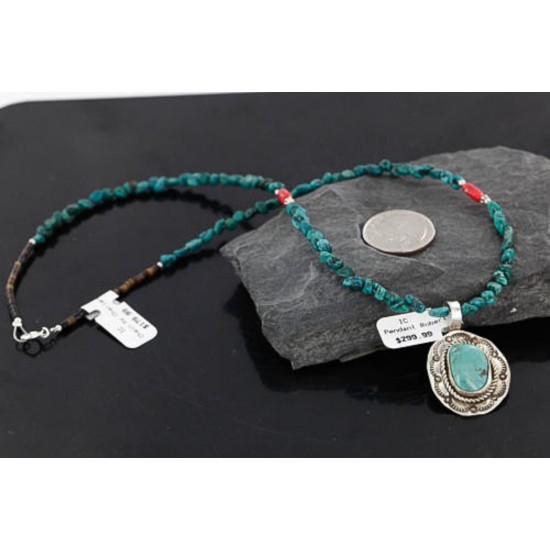 Handmade Certified Authentic Navajo .925 Sterling Silver Natural Turquoise Native American Necklace 370962005036