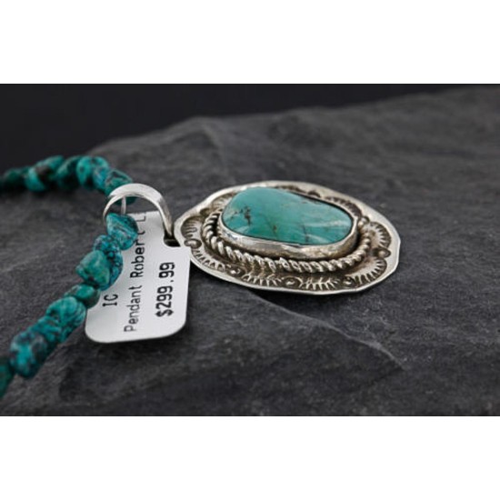 Handmade Certified Authentic Navajo .925 Sterling Silver Natural Turquoise Native American Necklace 370962005036