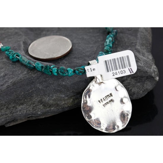 Handmade Certified Authentic Navajo .925 Sterling Silver Natural Turquoise Native American Necklace 370962005036