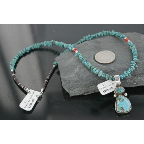 Handmade Certified Authentic Navajo .925 Sterling Silver Natural Turquoise Native American Necklace 370962289448