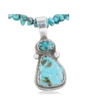 Handmade Certified Authentic Navajo .925 Sterling Silver Natural Turquoise Native American Necklace 370962289448