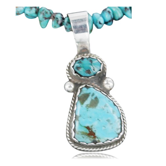 Handmade Certified Authentic Navajo .925 Sterling Silver Natural Turquoise Native American Necklace 370962289448