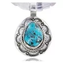 Authentic Navajo Native American Turquoise and Pink Quartz Sterling Silver Necklace