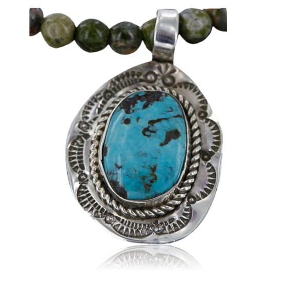 Handmade Certified Authentic Navajo .925 Sterling Silver Natural Turquoise Native American Necklace 370964316443