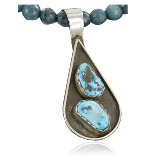 Handmade Certified Authentic Navajo .925 Sterling Silver Natural Turquoise Native American Necklace 370965542749