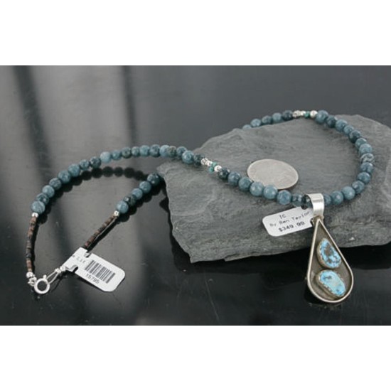 Handmade Certified Authentic Navajo .925 Sterling Silver Natural Turquoise Native American Necklace 370965542749