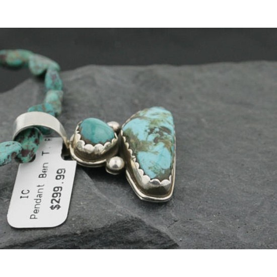 Handmade Certified Authentic Navajo .925 Sterling Silver Natural Turquoise Native American Necklace 370971195562