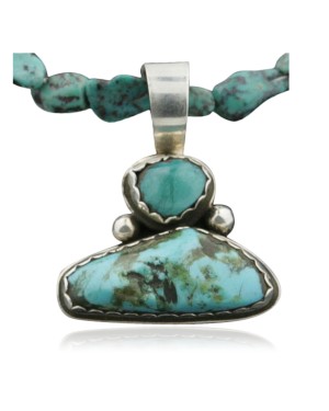 Handmade Certified Authentic Navajo .925 Sterling Silver Natural Turquoise Native American Necklace 370971195562