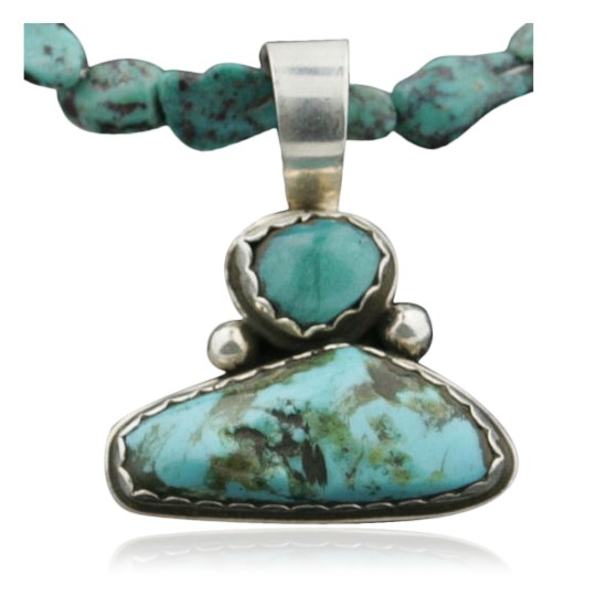 Handmade Certified Authentic Navajo .925 Sterling Silver Natural Turquoise Native American Necklace 370971195562