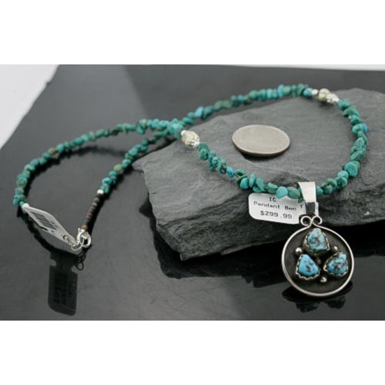 Handmade Certified Authentic Navajo .925 Sterling Silver Natural Turquoise Native American Necklace 370973899594