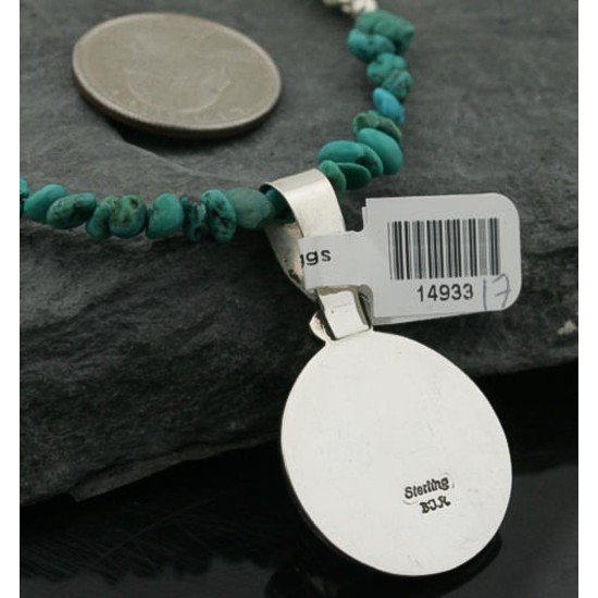 Handmade Certified Authentic Navajo .925 Sterling Silver Natural Turquoise Native American Necklace 370973899594