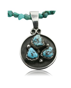 Handmade Certified Authentic Navajo .925 Sterling Silver Natural Turquoise Native American Necklace 370973899594