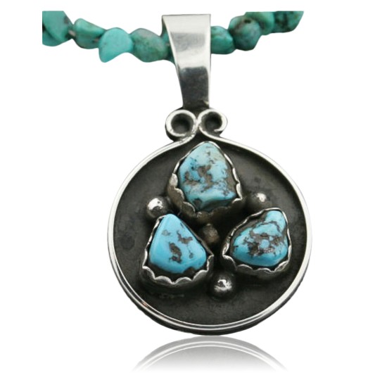 Handmade Certified Authentic Navajo .925 Sterling Silver Natural Turquoise Native American Necklace 370973899594