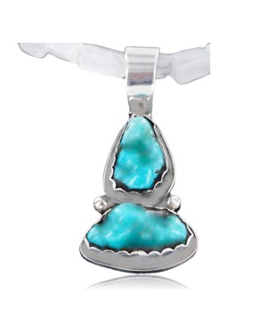 Handmade Certified Authentic Navajo .925 Sterling Silver Natural Turquoise Native American Necklace 370977384054
