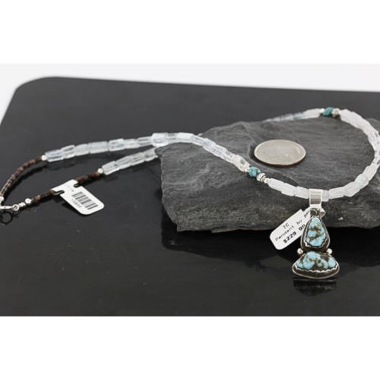 Handmade Certified Authentic Navajo .925 Sterling Silver Natural Turquoise Native American Necklace 370977384054