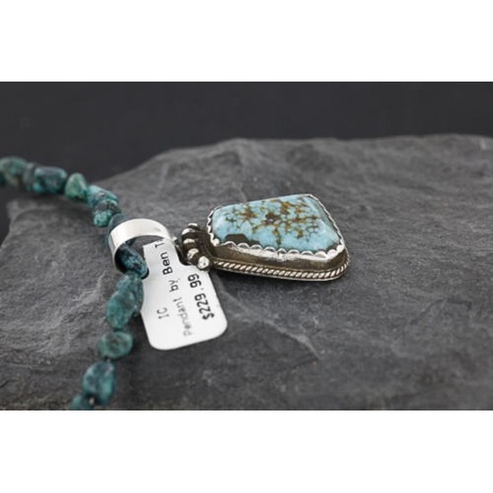 Handmade Certified Authentic Navajo .925 Sterling Silver Natural Turquoise Native American Necklace 370979991780