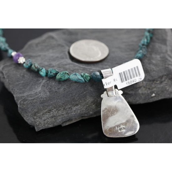Handmade Certified Authentic Navajo .925 Sterling Silver Natural Turquoise Native American Necklace 370979991780