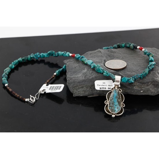 Handmade Certified Authentic Navajo .925 Sterling Silver Natural Turquoise Native American Necklace 370988828707
