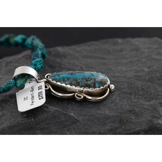 Handmade Certified Authentic Navajo .925 Sterling Silver Natural Turquoise Native American Necklace 370988828707