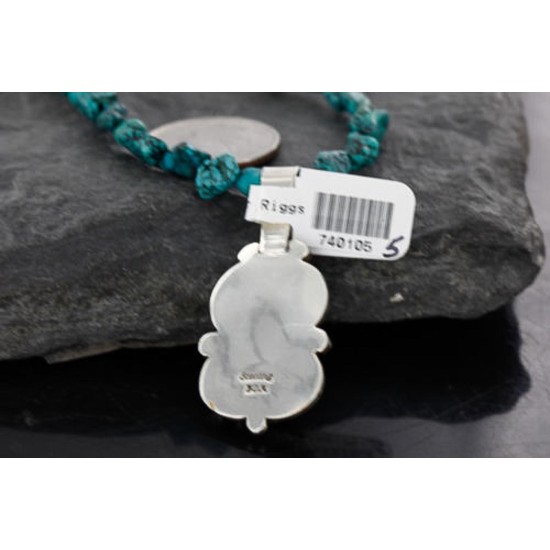 Handmade Certified Authentic Navajo .925 Sterling Silver Natural Turquoise Native American Necklace 370988828707