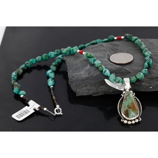 Handmade Certified Authentic Navajo .925 Sterling Silver Natural Turquoise Native American Necklace 370990860504