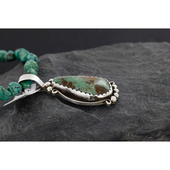 Handmade Certified Authentic Navajo .925 Sterling Silver Natural Turquoise Native American Necklace 370990860504
