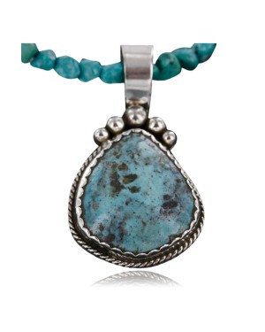 Handmade Certified Authentic Navajo .925 Sterling Silver Natural Turquoise Native American Necklace 370991492758