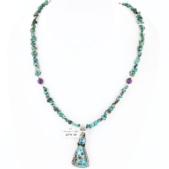 Handmade Certified Authentic Navajo .925 Sterling Silver Natural Turquoise Native American Necklace 370997962876
