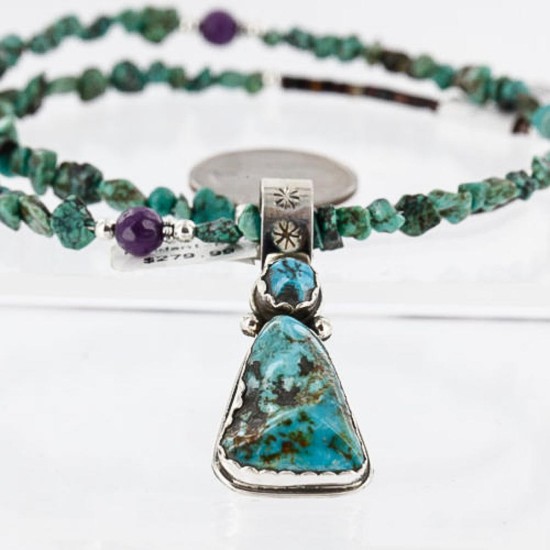 Handmade Certified Authentic Navajo .925 Sterling Silver Natural Turquoise Native American Necklace 370997962876