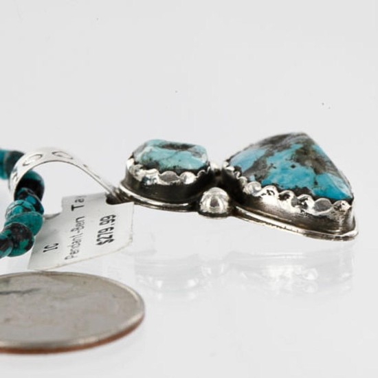 Handmade Certified Authentic Navajo .925 Sterling Silver Natural Turquoise Native American Necklace 370998064816