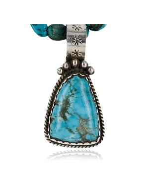 Handmade Certified Authentic Navajo .925 Sterling Silver Natural Turquoise Native American Necklace 370998700368