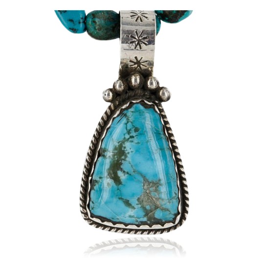 Handmade Certified Authentic Navajo .925 Sterling Silver Natural Turquoise Native American Necklace 370998700368