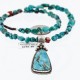 Handmade Certified Authentic Navajo .925 Sterling Silver Natural Turquoise Native American Necklace 370998700368