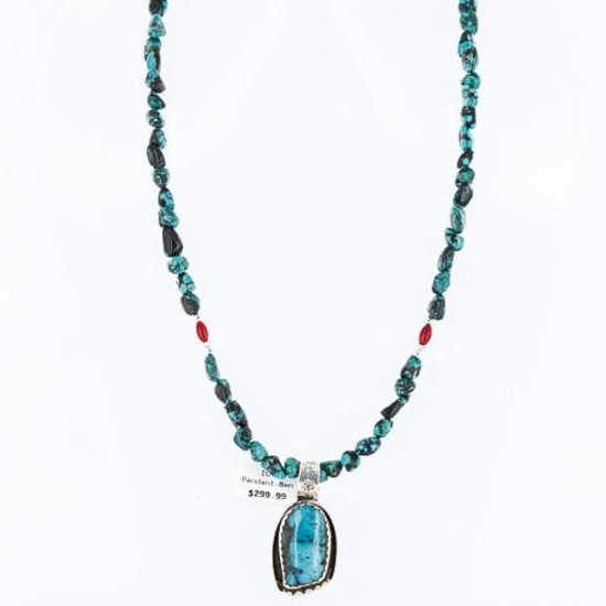 Handmade Certified Authentic Navajo .925 Sterling Silver Natural Turquoise Native American Necklace 370999026780