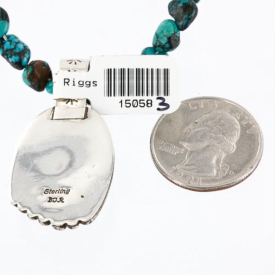 Handmade Certified Authentic Navajo .925 Sterling Silver Natural Turquoise Native American Necklace 370999026780