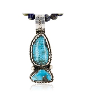 Handmade Certified Authentic Navajo .925 Sterling Silver Natural Turquoise Native American Necklace 370999154488