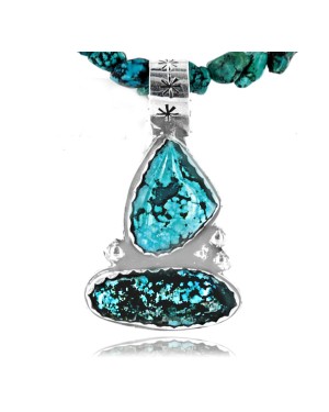 Handmade Certified Authentic Navajo .925 Sterling Silver Natural Turquoise Native American Necklace 370999673252