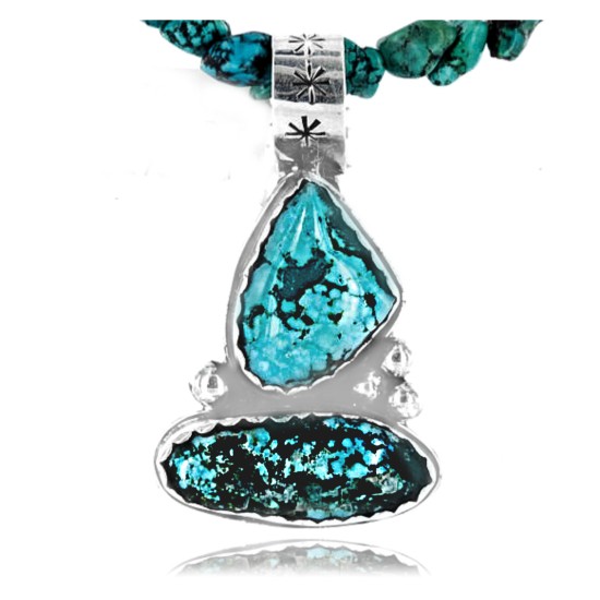 Handmade Certified Authentic Navajo .925 Sterling Silver Natural Turquoise Native American Necklace 370999673252