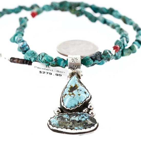 Handmade Certified Authentic Navajo .925 Sterling Silver Natural Turquoise Native American Necklace 370999673252