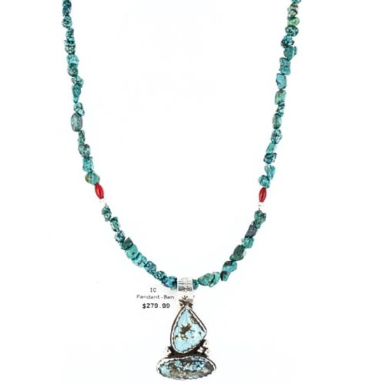 Handmade Certified Authentic Navajo .925 Sterling Silver Natural Turquoise Native American Necklace 370999673252