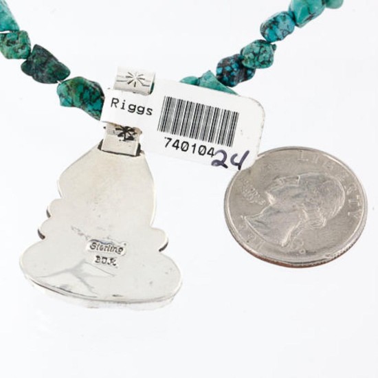 Handmade Certified Authentic Navajo .925 Sterling Silver Natural Turquoise Native American Necklace 370999673252