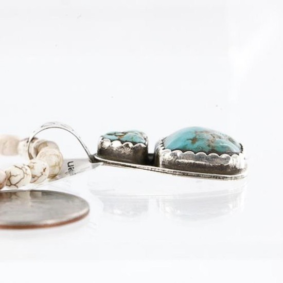 Handmade Certified Authentic Navajo .925 Sterling Silver Natural Turquoise Native American Necklace 371002892383